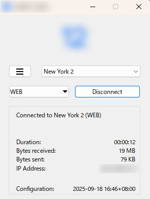 VPNを開いてアドレスをアメリカの地域に切り替える