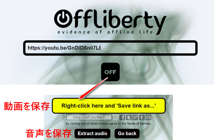 OfflibertyでYouTube動画を保存